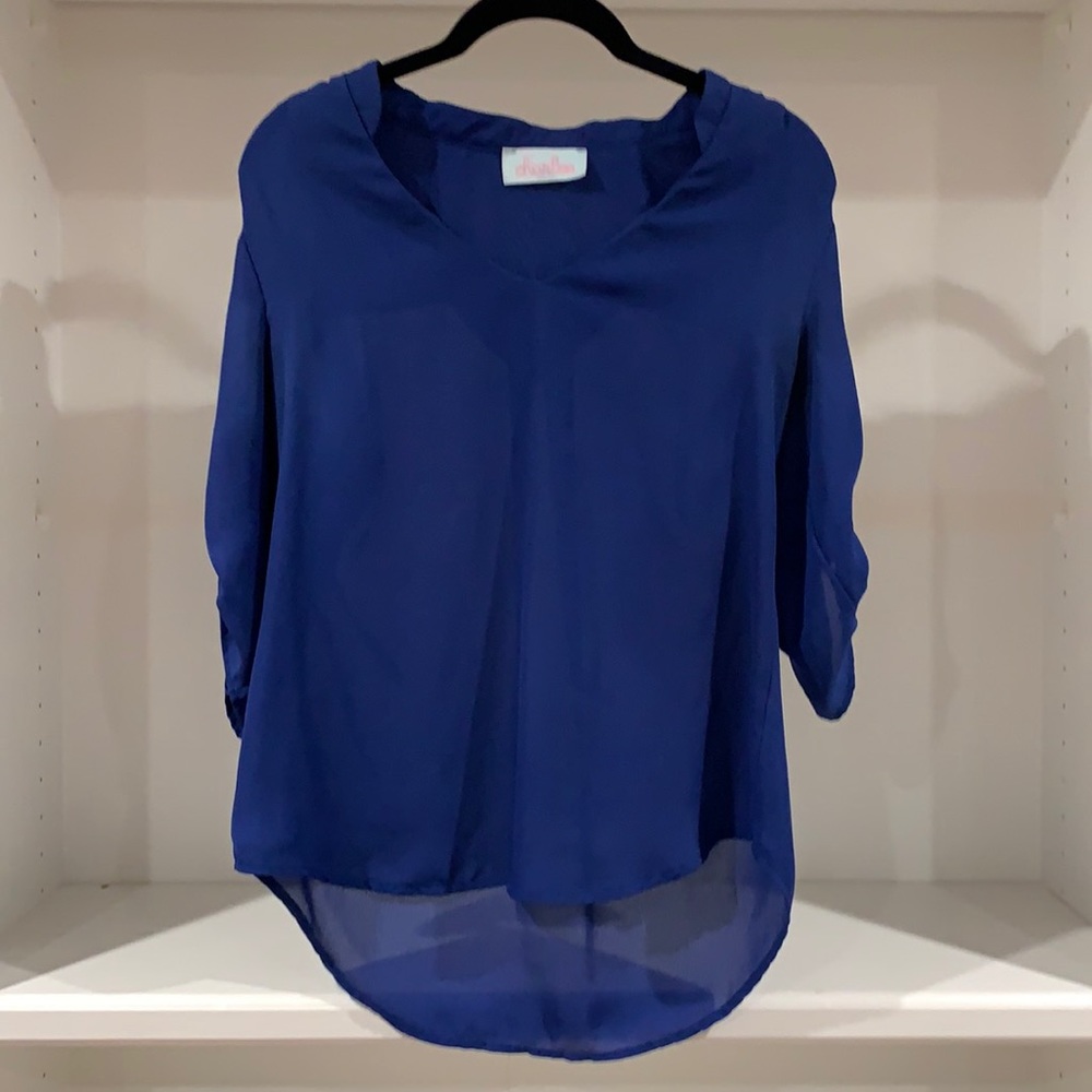 Hi-lo polyester blue blouse size Small